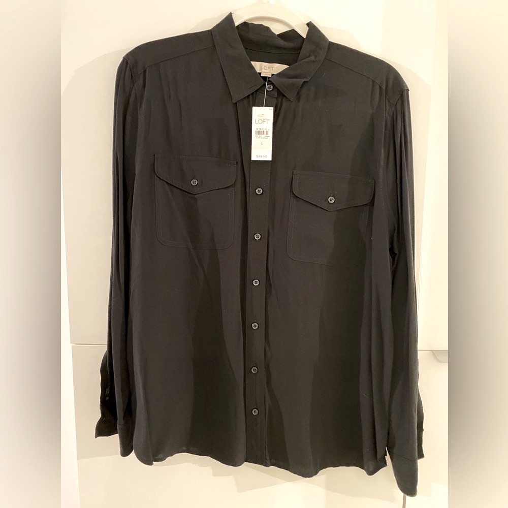 LOFT size large black blouse
